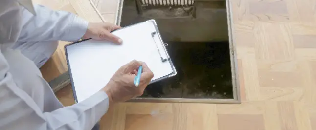 侵入経路を調査するシロアリ駆除業者