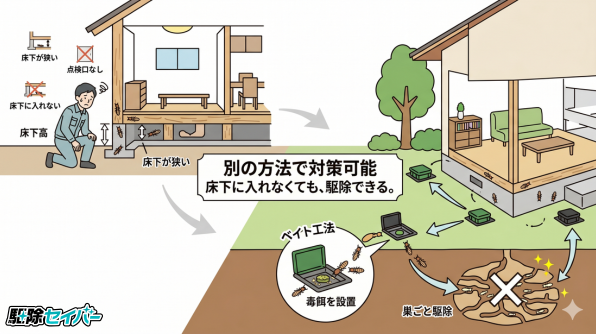 【結論】床下に入れない家でもシロアリ駆除は可能