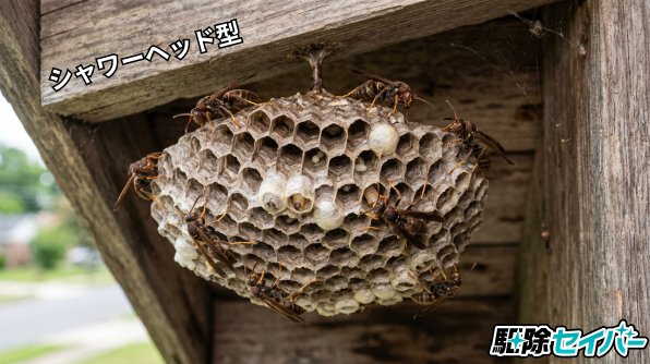 アシナガバチの巣はシャワーヘッド型が特徴