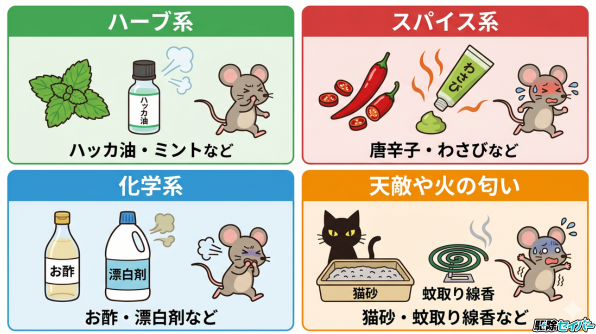 ネズミが嫌がる4種類の匂い