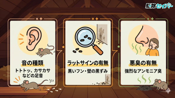 屋根裏の物音がネズミか確かめるポイント